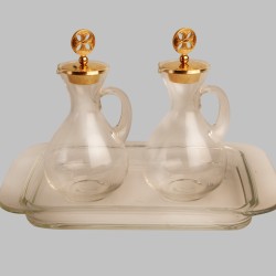 paires burettes en verre bouchon or